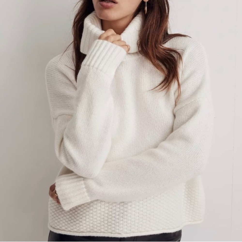 Madewell Sadler Turtleneck Sweater Women’s Size XS Antique Cream Classic White